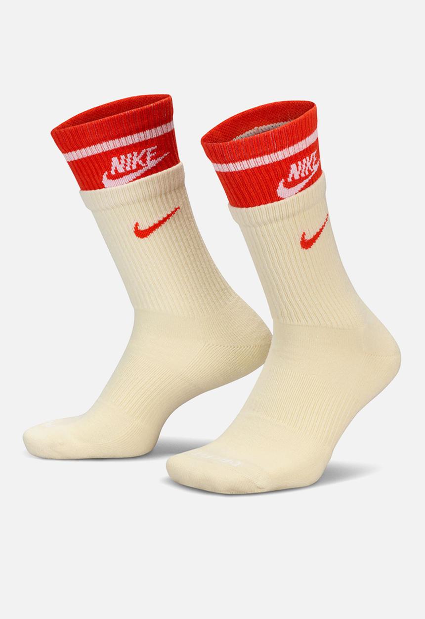 Nike - Everyday Plus Cushioned Crew Sock 1pr - coconut milk/picante red/wht