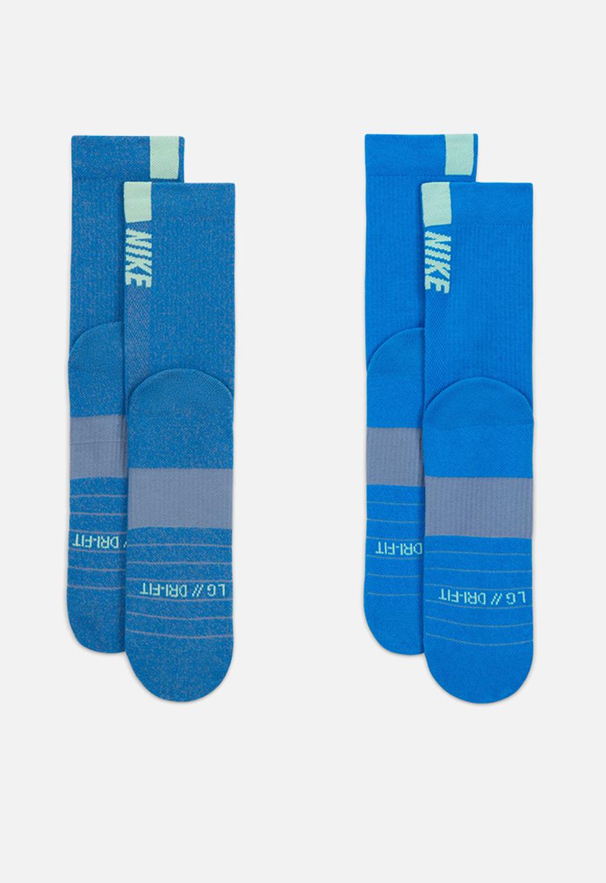 Nike - Run Multiplier Crew Socks (2 Pairs) - blue