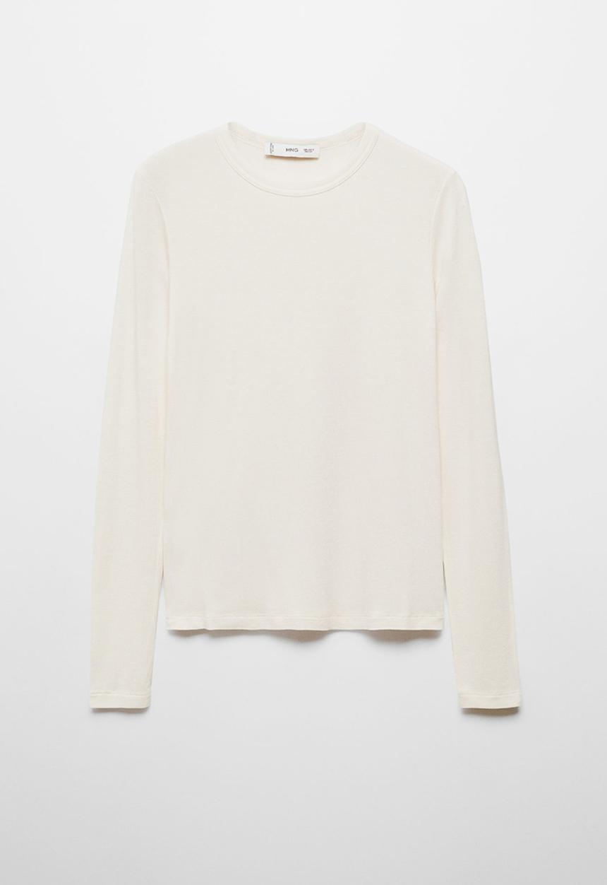 MANGO - T-shirt second - light beige