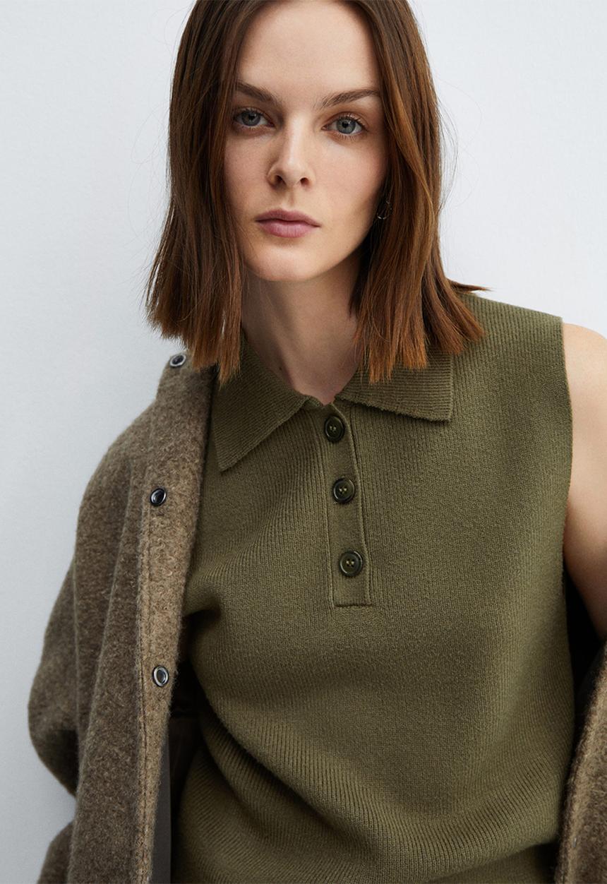 MANGO - Waistcoat riccio - beige/khaki