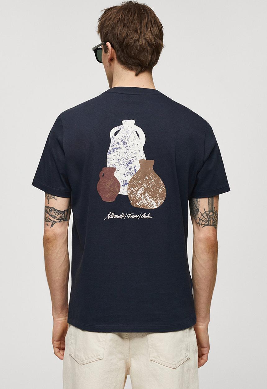 MANGO - T-shirt vasen - navy
