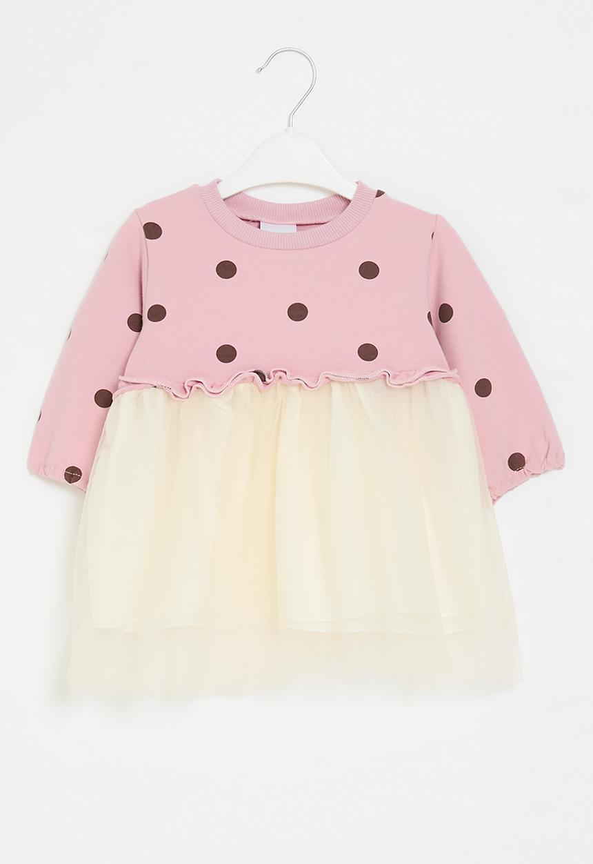 Pop Candy - Polka dot mesh dress - light pink
