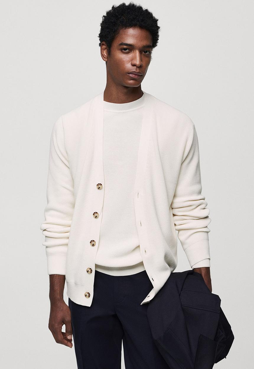MANGO - Cardigan cottonc - off white
