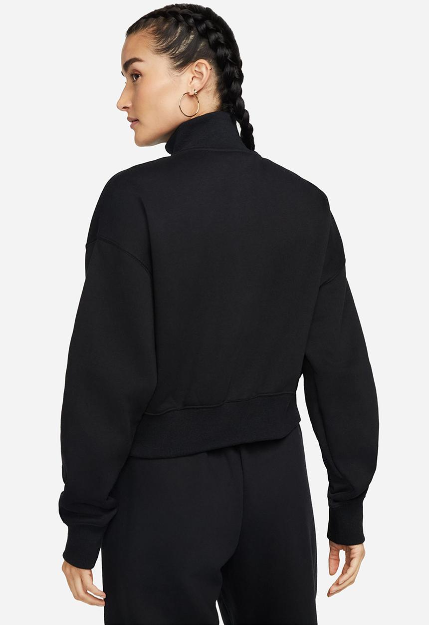 Nike - W Nsw Phnx Flc Qz Crop - Black/Sail