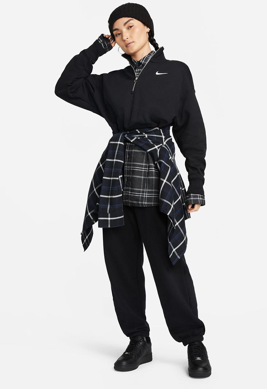 Nike - W Nsw Phnx Flc Qz Crop - Black/Sail