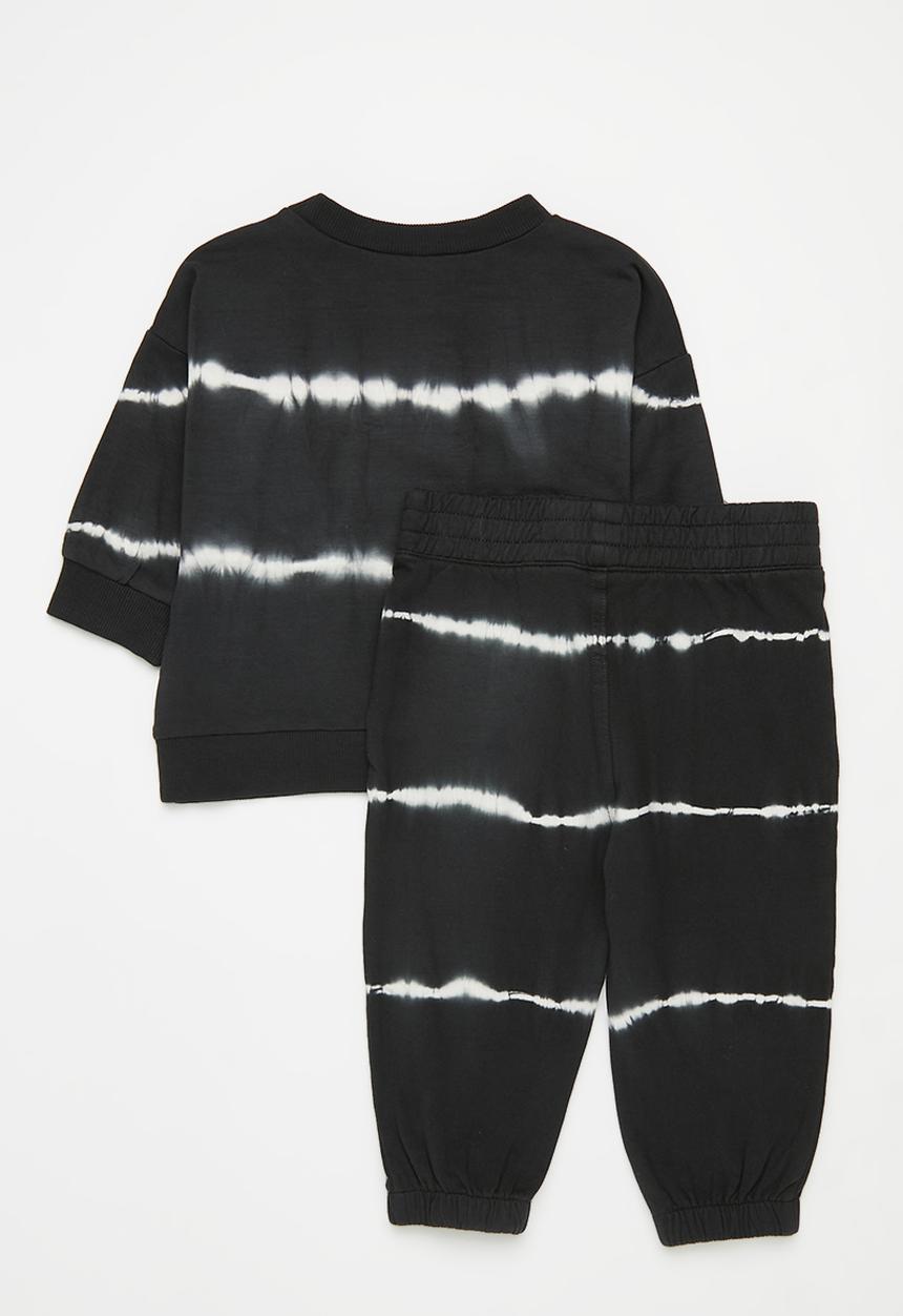 Cotton On - Bundle alma drop shoulder sweater & felix track - phantom/linear tie dye