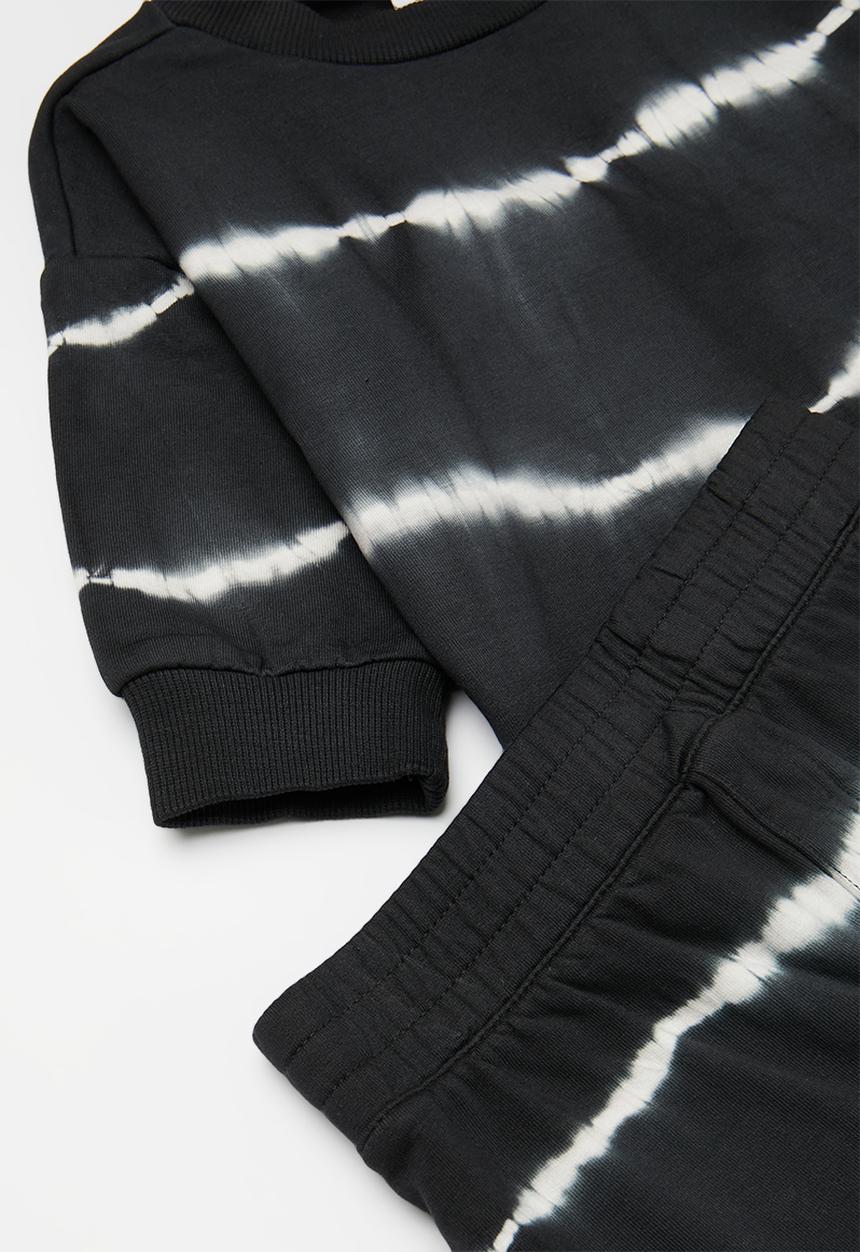 Cotton On - Bundle alma drop shoulder sweater & felix track - phantom/linear tie dye