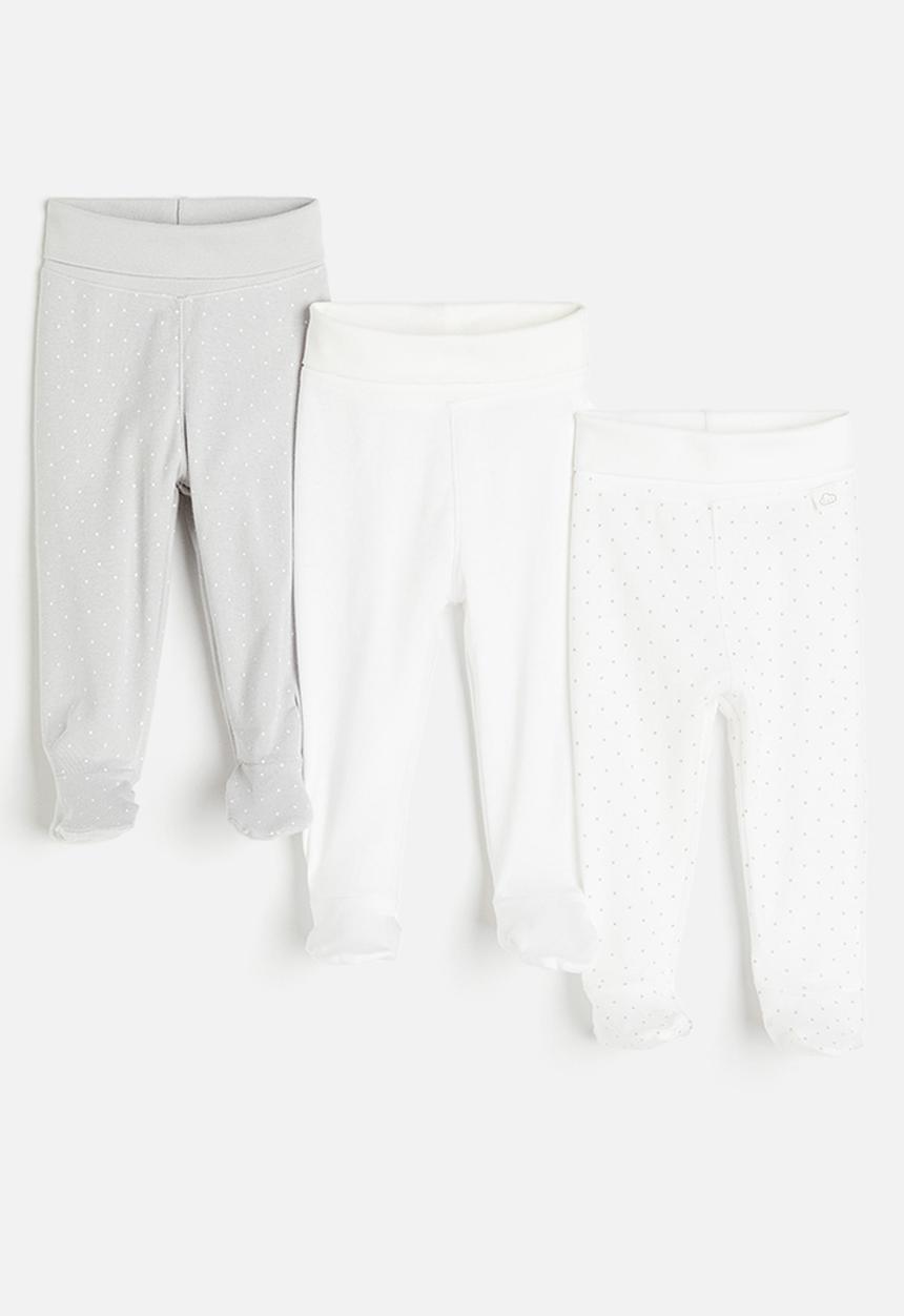 H&M - 3-Pack trousers - white & grey spotted