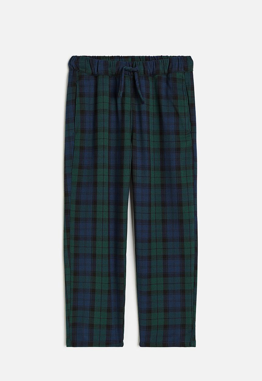 H&M - Straight joggers - dark blue & checked