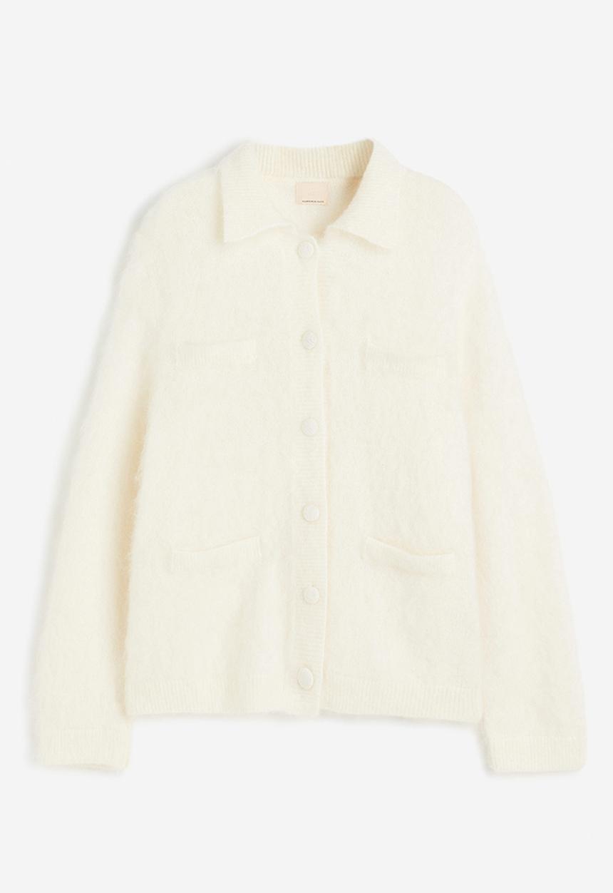 H&M - Mohair-blend collared cardigan - cream