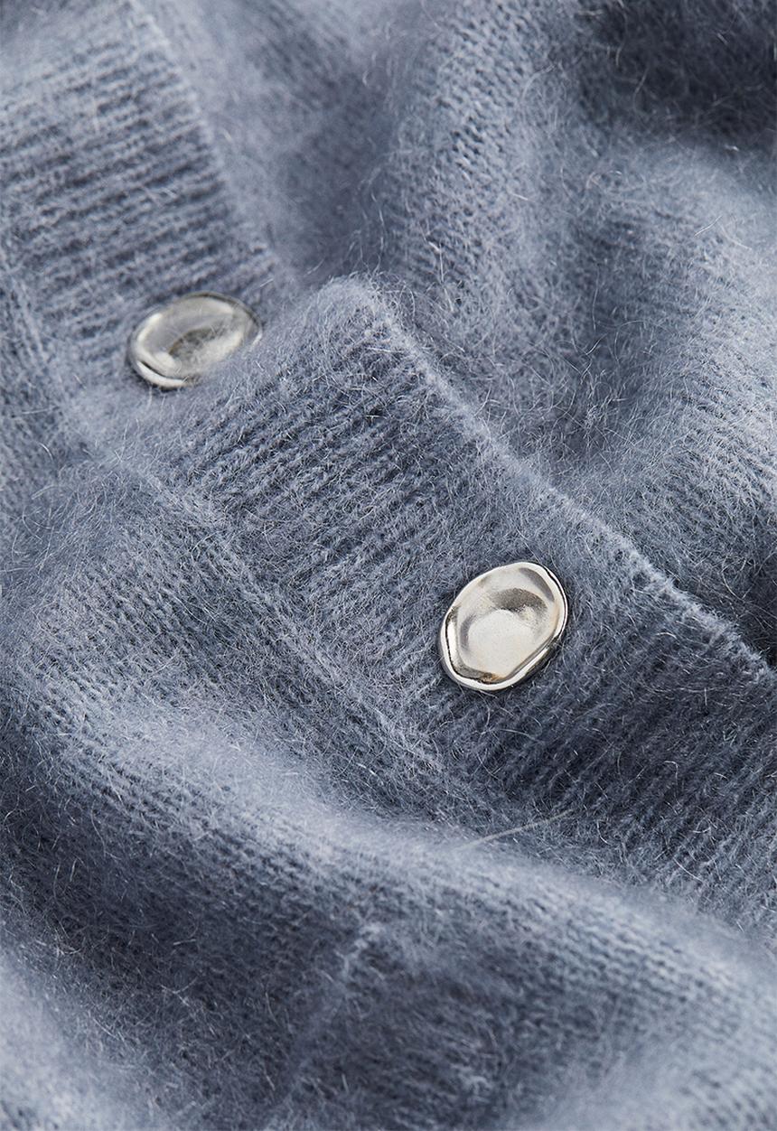 H&M - Mohair-blend collared cardigan - pigeon blue
