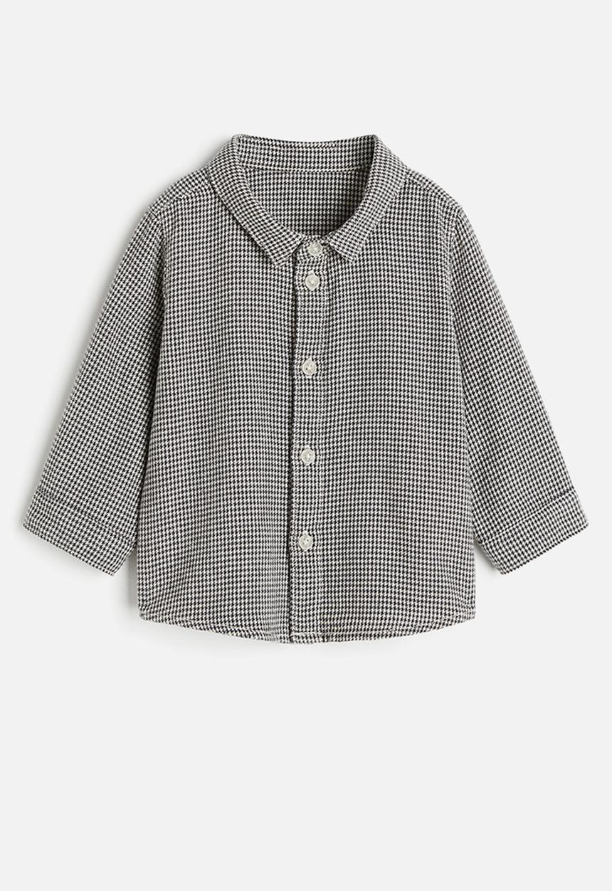 H&M - Cotton shirt - grey/dogtooth-patterned