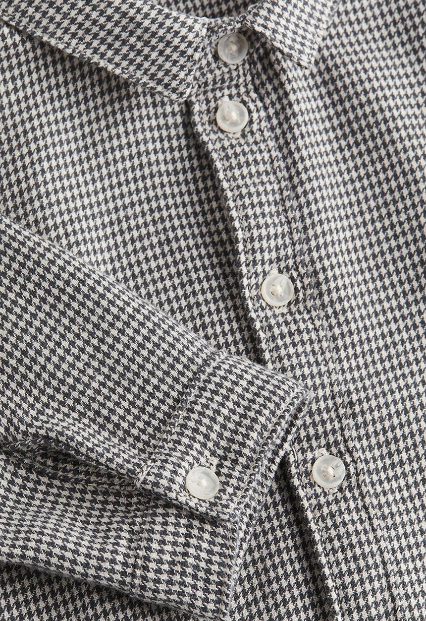 H&M - Cotton shirt - grey/dogtooth-patterned