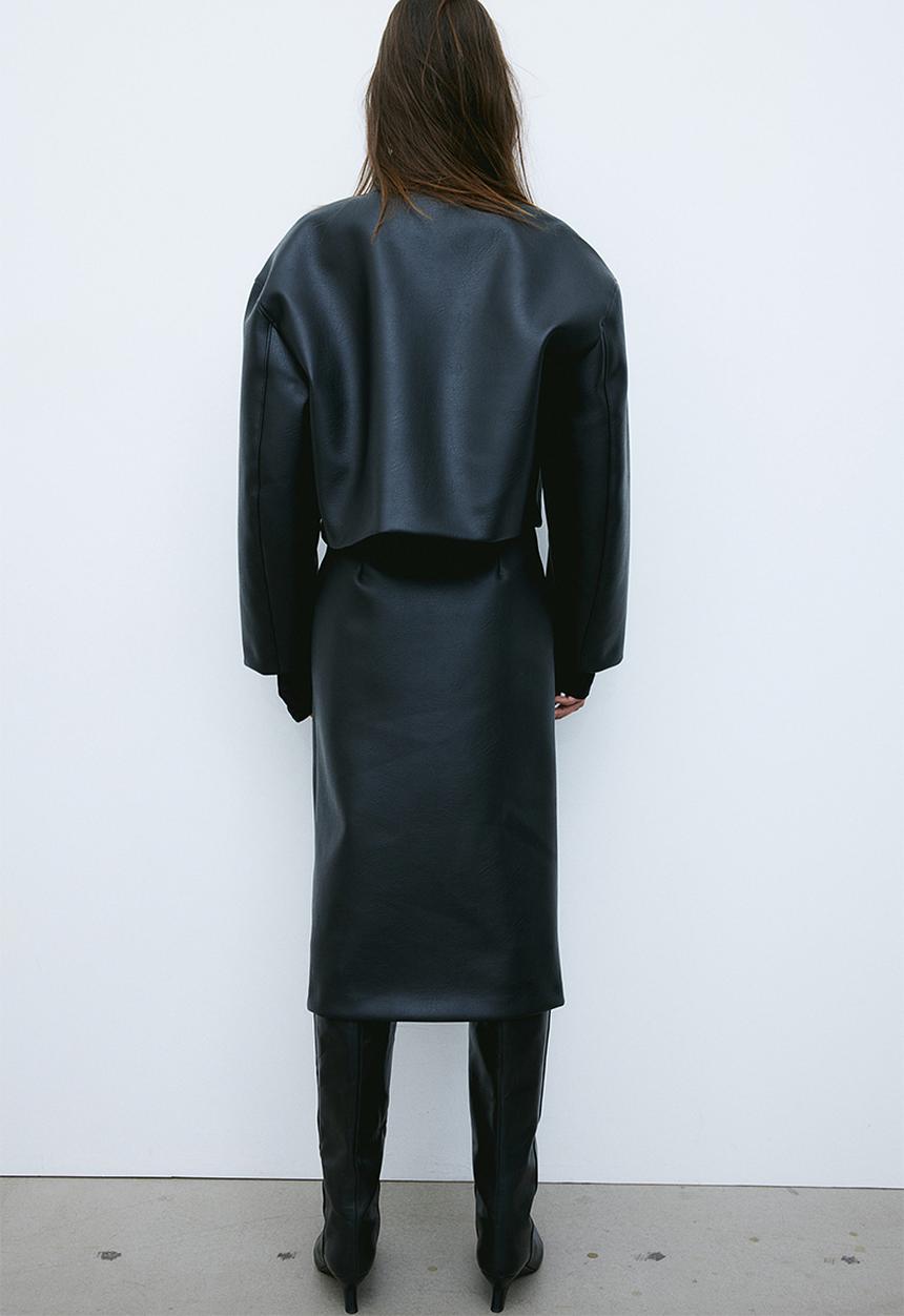 H&M - Oversized coated jacket - black