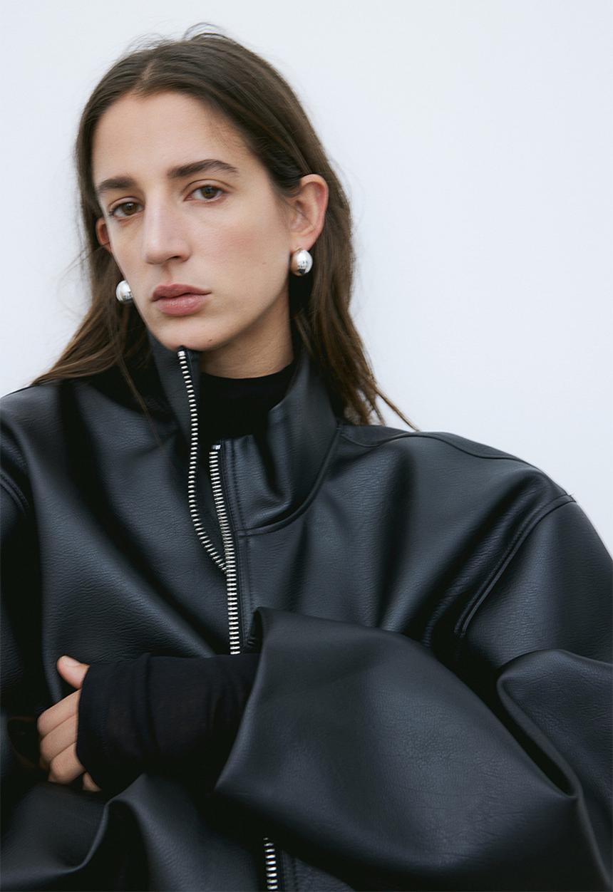 H&M - Oversized coated jacket - black
