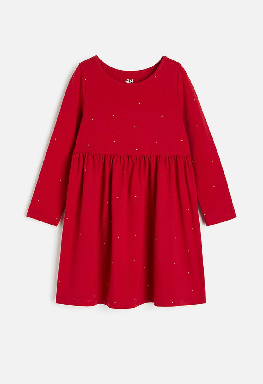 H&M - Patterned cotton dress - red & glitter