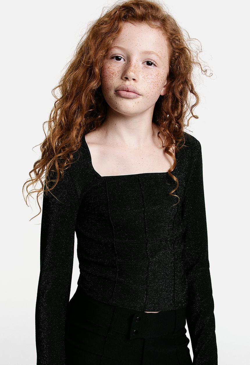 H&M - Jersey top with pintucks - black