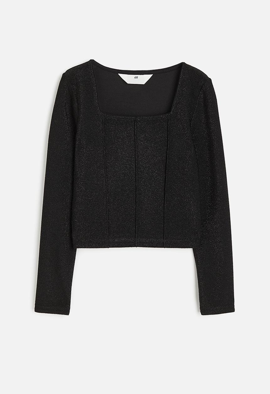 H&M - Jersey top with pintucks - black