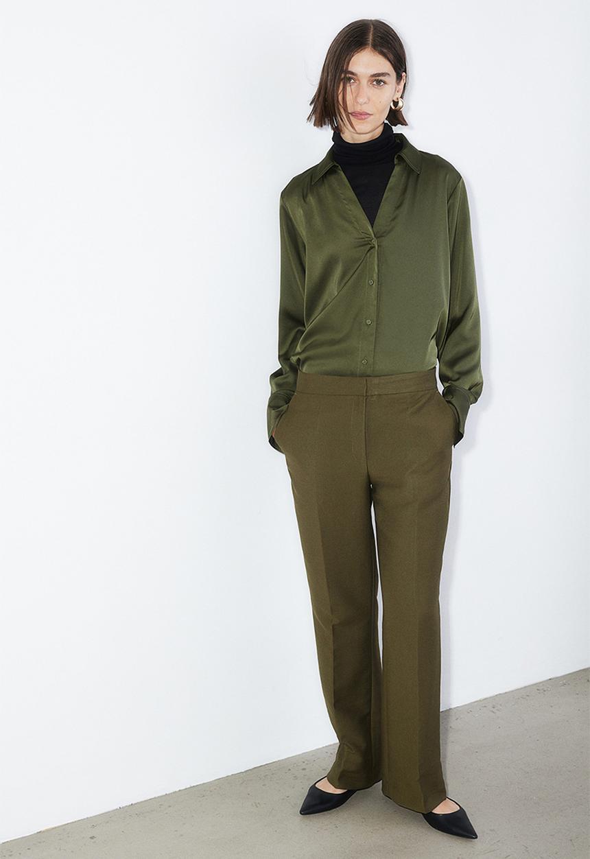 H&M - Tailored trousers - dark khaki green