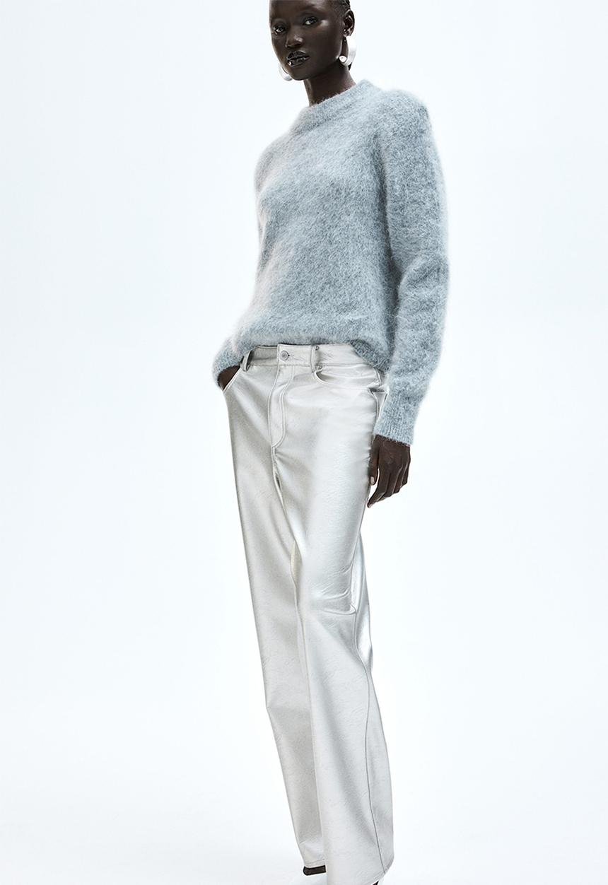 H&M - Coated trousers - silver-coloured