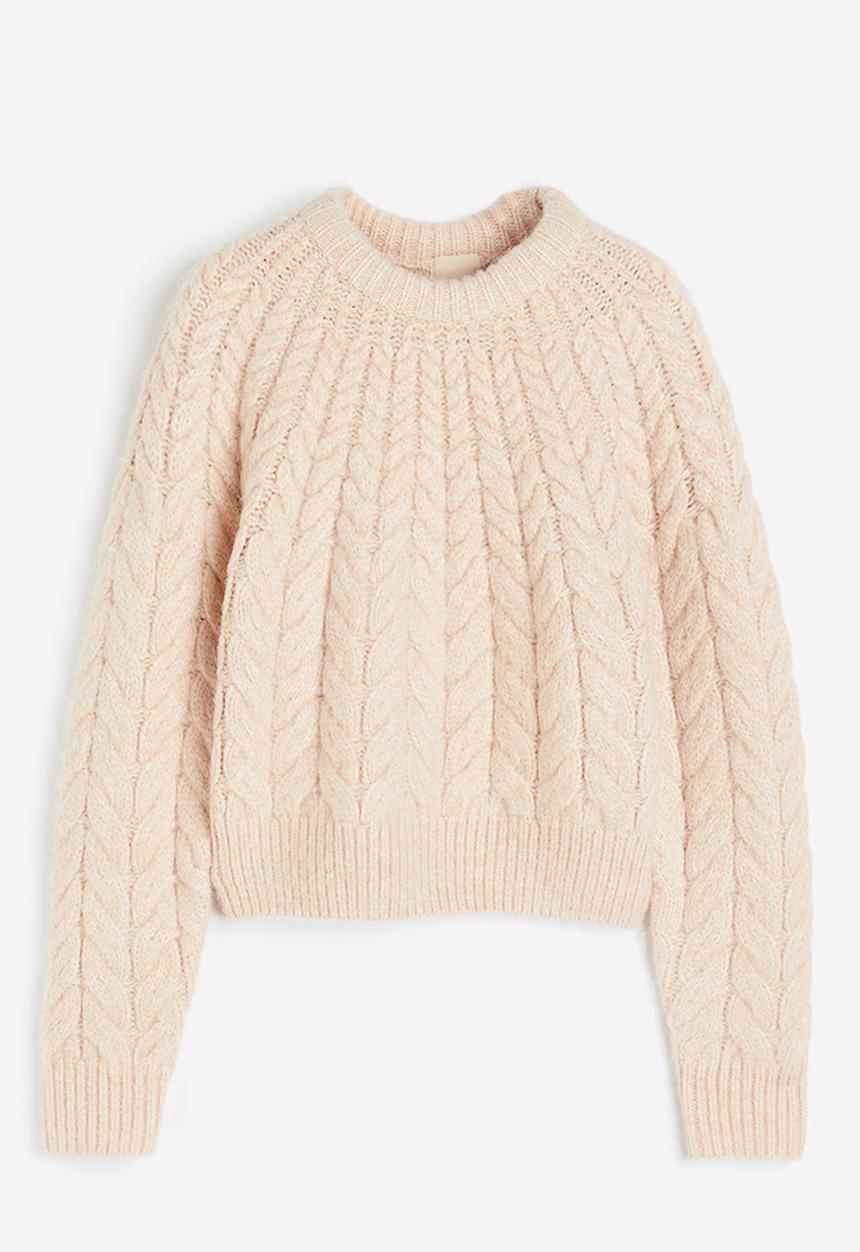 H&M - Cable-knit jumper - powder pink