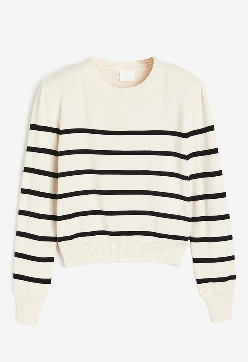 H&M - Shoulder-pad jumper - cream & black striped
