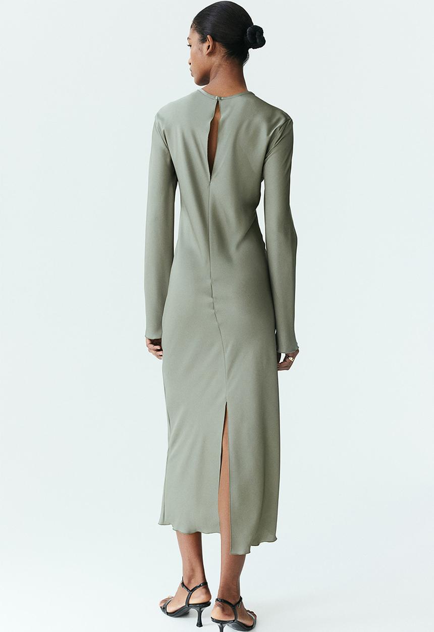 H&M - Long-sleeved midi dress - khaki green