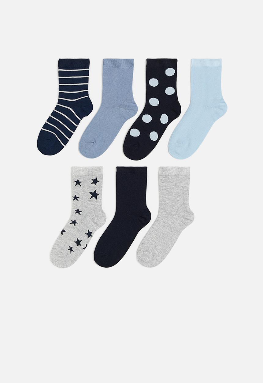 H&M - 7-Pack patterned socks - grey marl & stars 