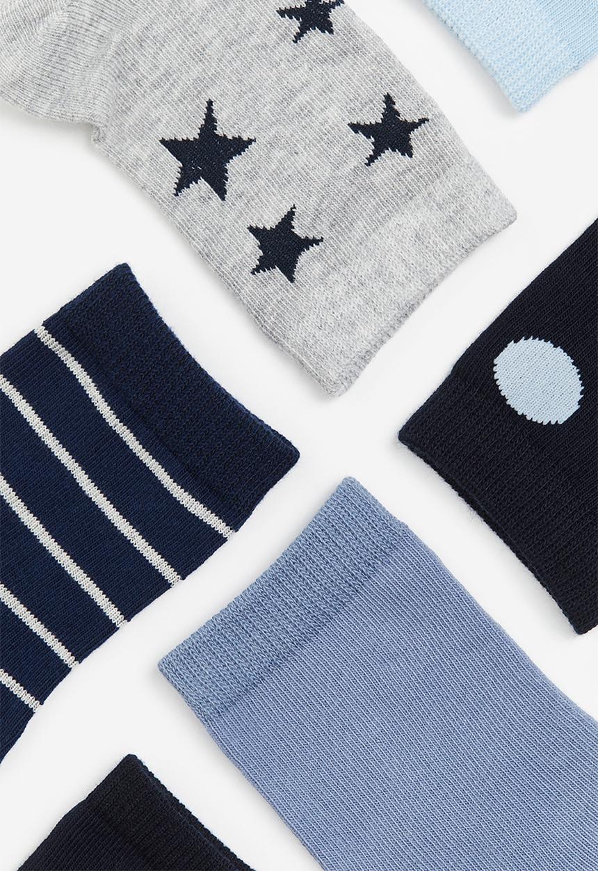 H&M - 7-Pack patterned socks - grey marl & stars 