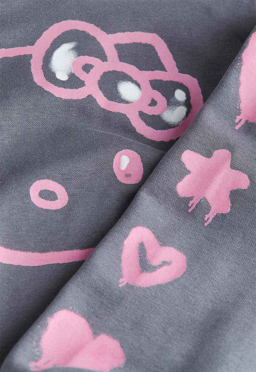 H&M - Oversized printed hoodie - grey & hello kitty