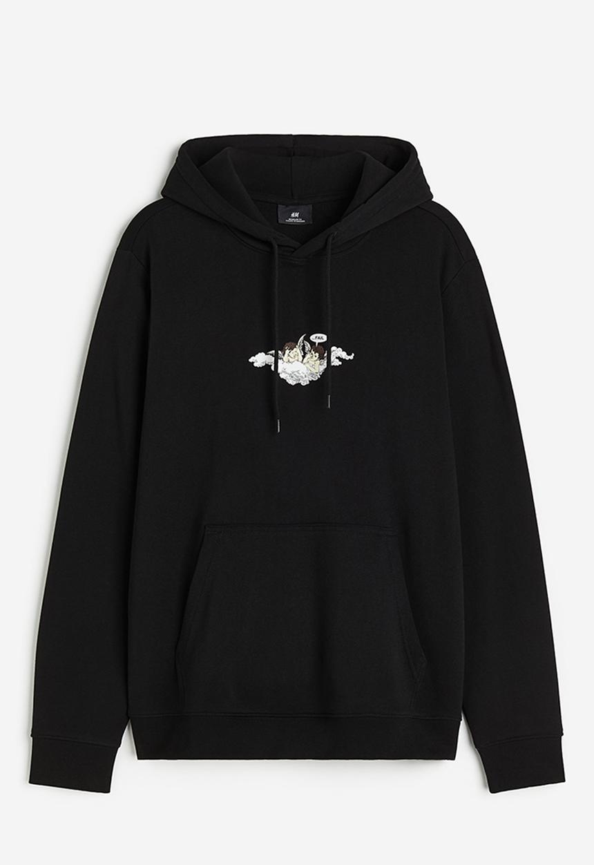H&M - Regular fit hoodie - black angels