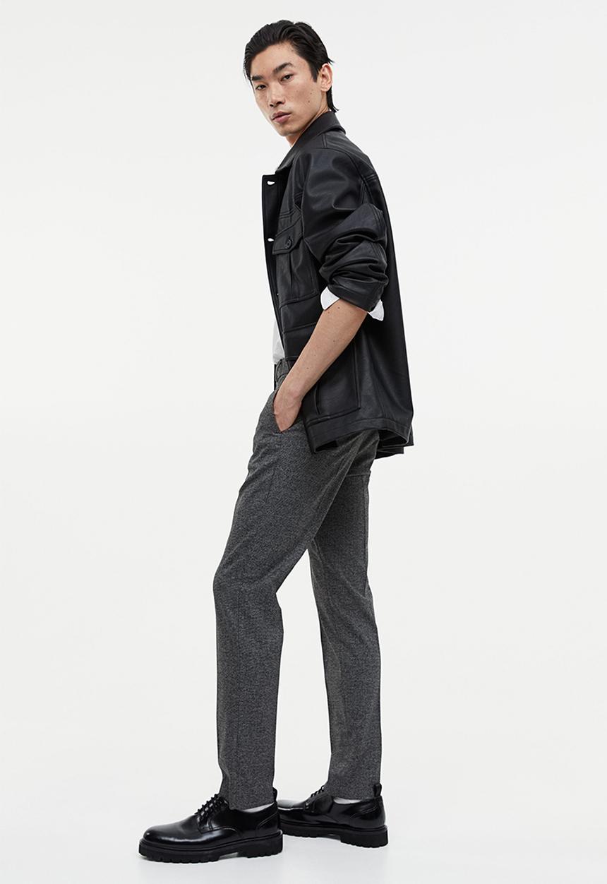 H&M - Slim fit trousers - dark grey marl 