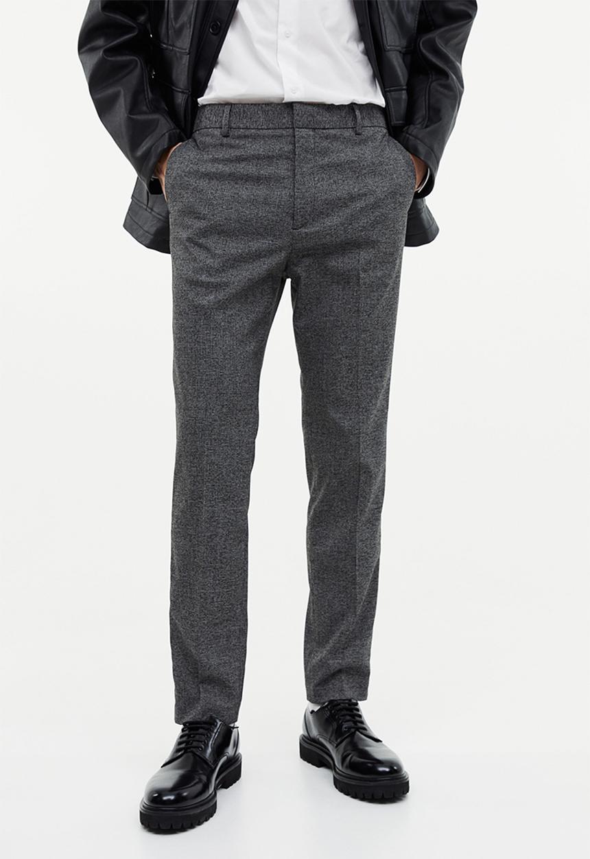H&M - Slim fit trousers - dark grey marl 