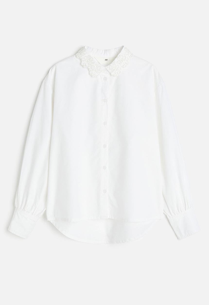 H&M - Beaded cotton shirt - white