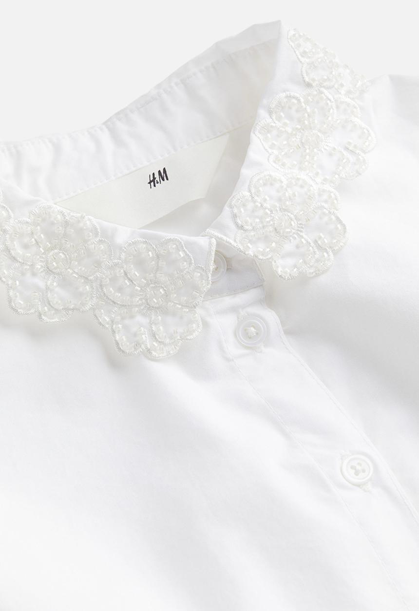 H&M - Beaded cotton shirt - white