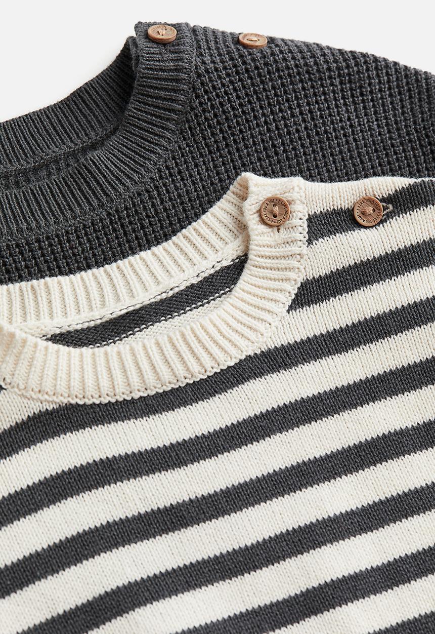 H&M - 2-Pack cotton jumpers - dark grey & striped
