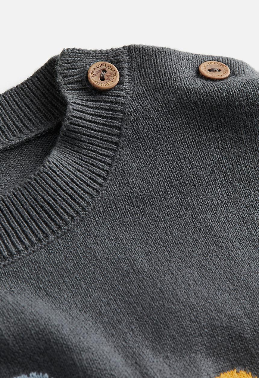 H&M - Cotton jumper - dark grey & animals