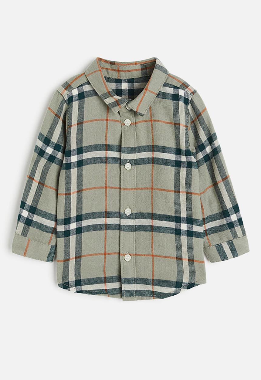 H&M - Cotton shirt - khaki green & checked