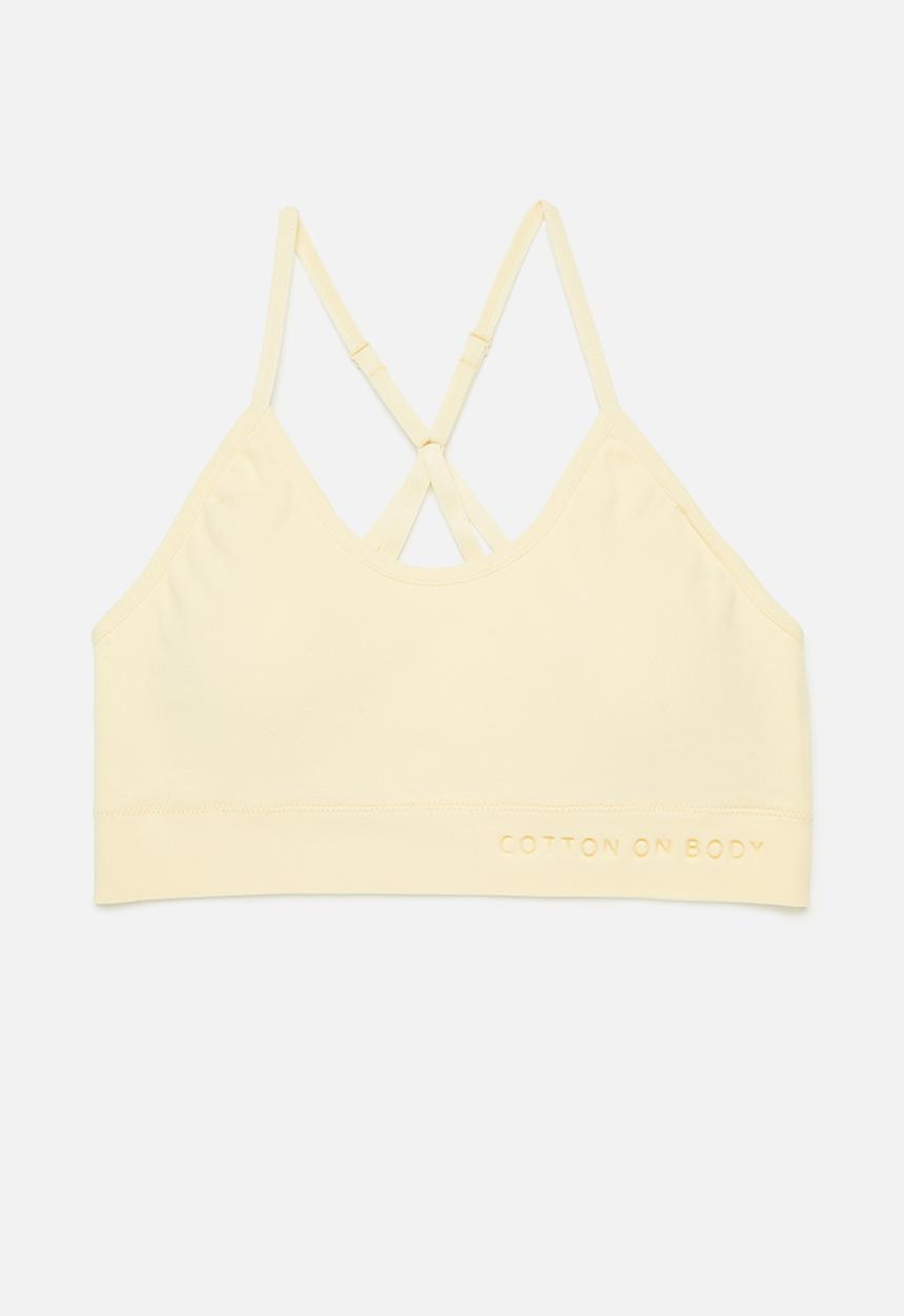 Cotton On - Seamless Longline Cross Over Padded Bralette - Panna Cotta