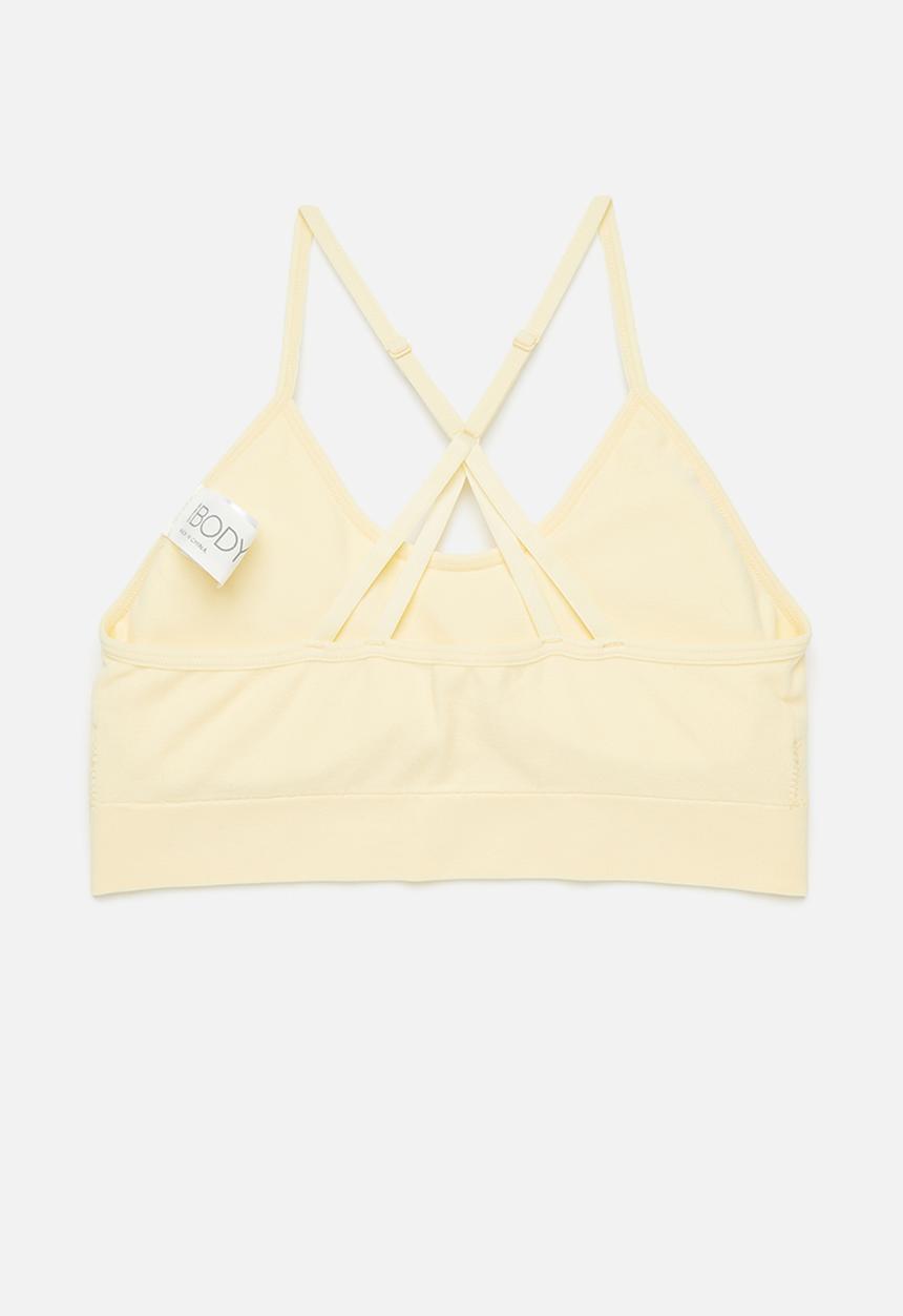 Cotton On - Seamless Longline Cross Over Padded Bralette - Panna Cotta