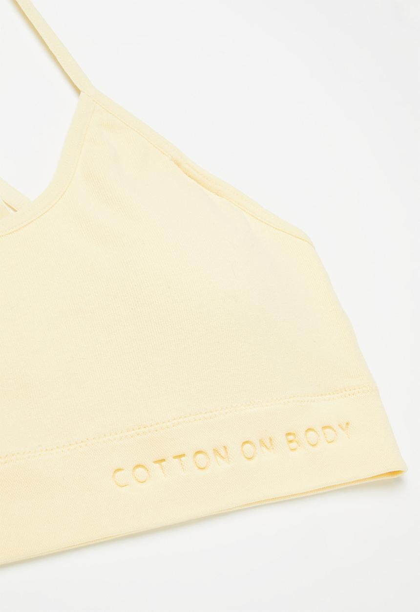 Cotton On - Seamless Longline Cross Over Padded Bralette - Panna Cotta