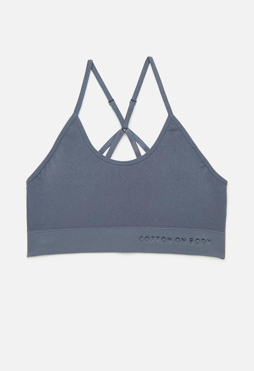 Cotton On - Seamless Longline Cross Over Padded Bralette 2Pk - Infinity Blue/Lilac Breeze