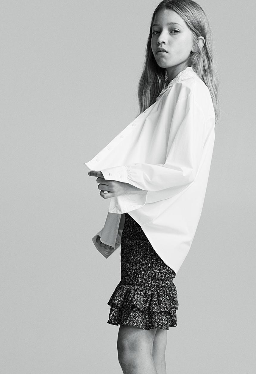 H&M - Smocked chiffon skirt - black & roses