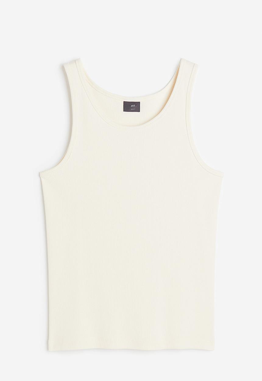 H&M - Slim fit ribbed vest top - cream