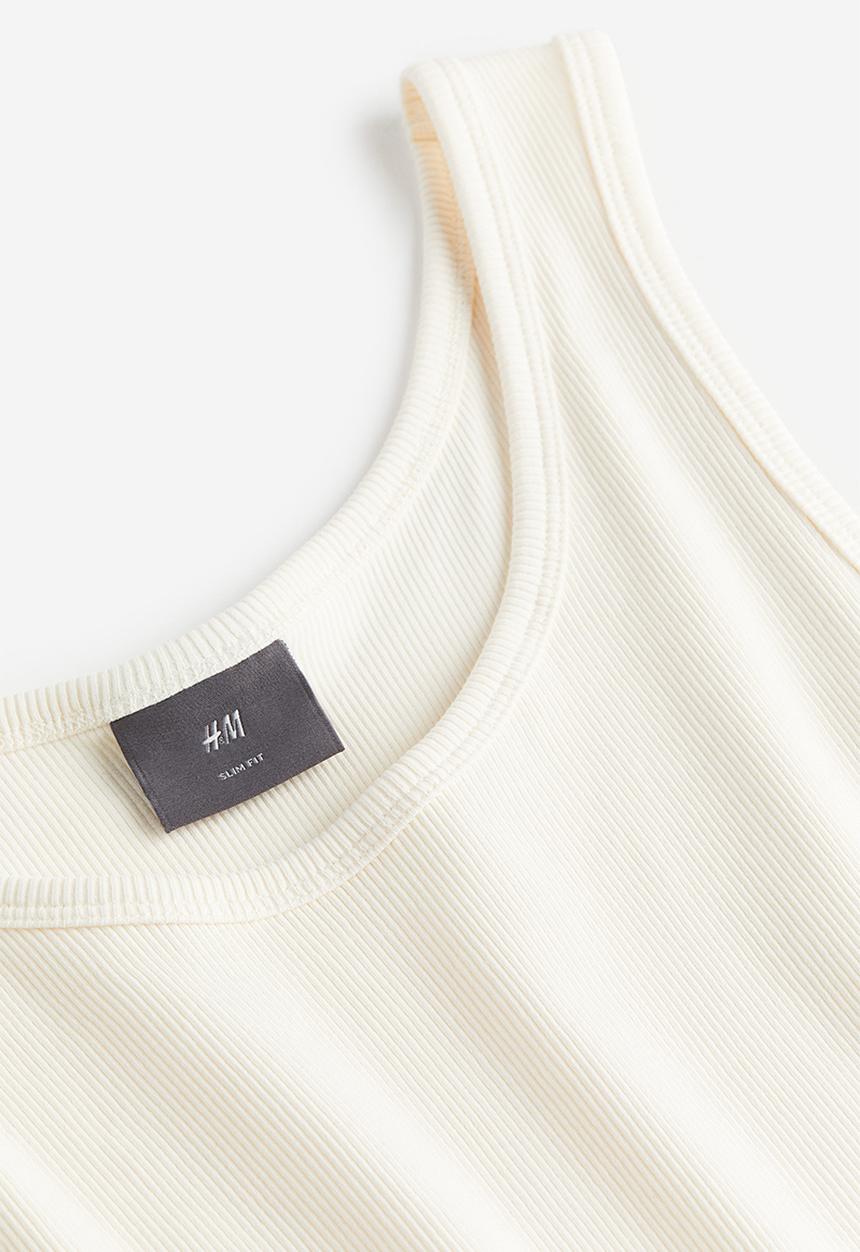 H&M - Slim fit ribbed vest top - cream