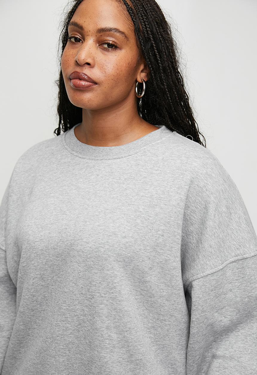 Cotton On - Plus Classic Fleece Crew Sweatshirt - Grey Marle