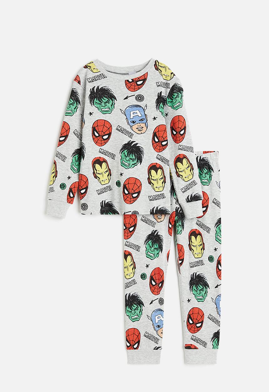 H&M - Printed pyjamas - light grey & marvel comics 