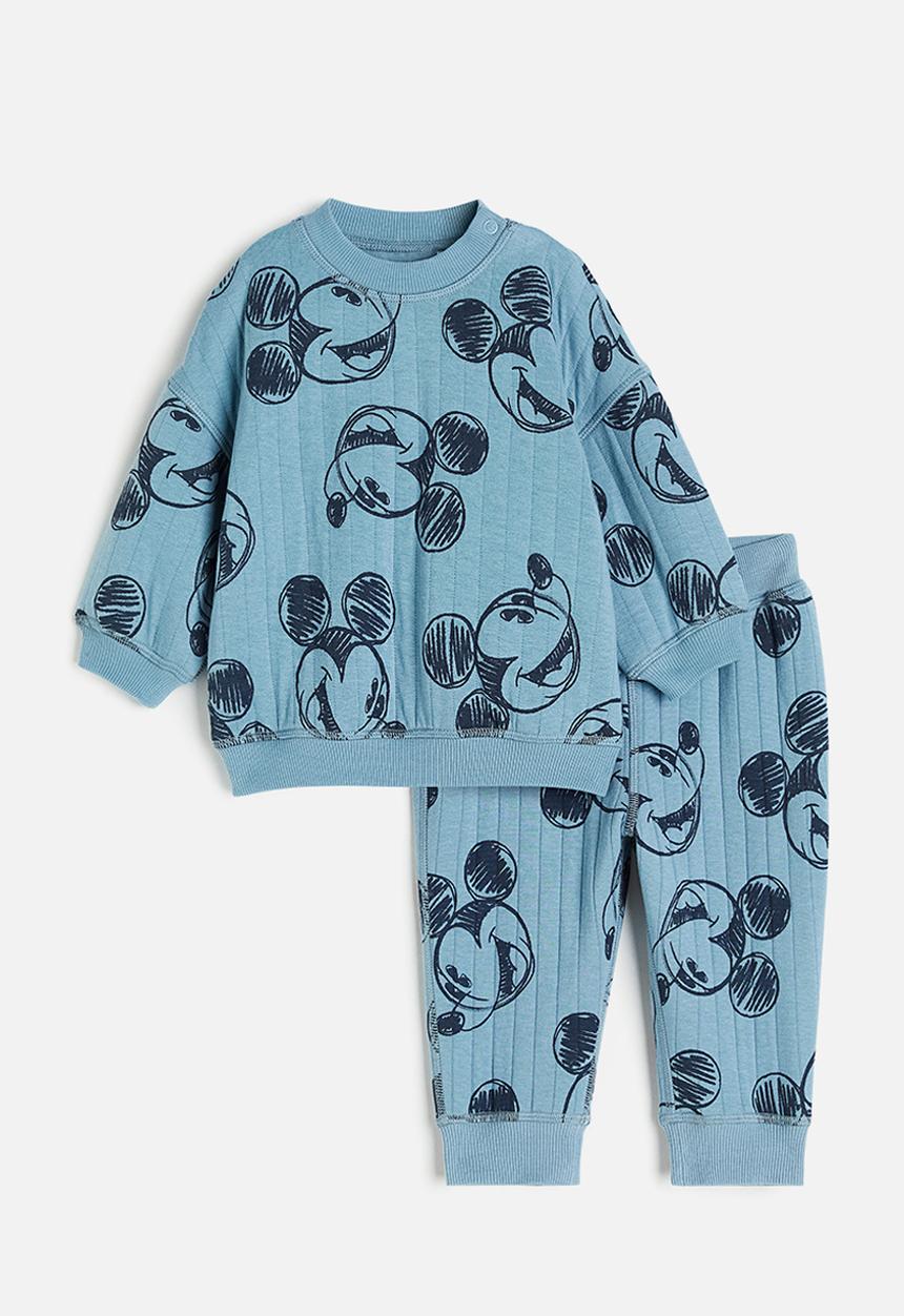 H&M - 2 piece patterned sweatshirt set - blue mickey mouse 