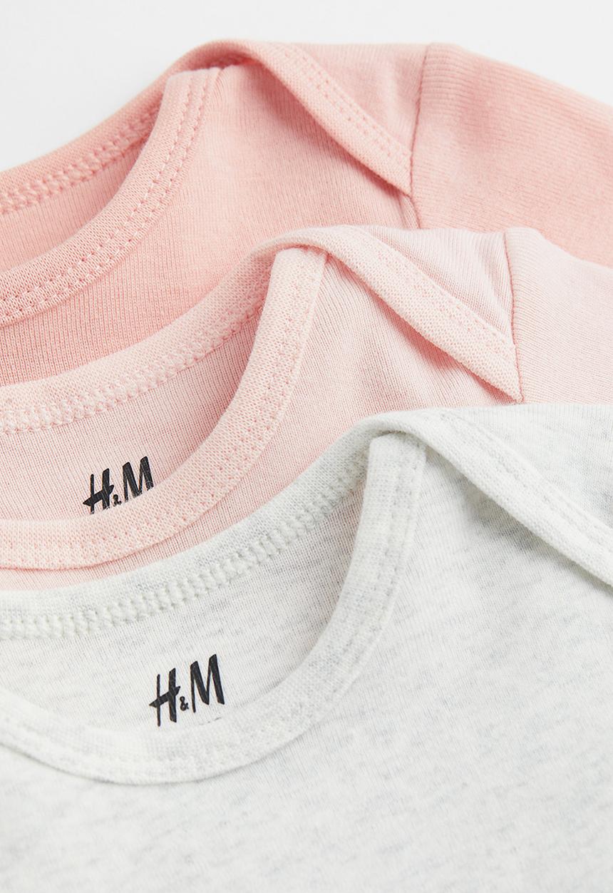 H&M - 5p ack cotton bodysuits - light pink & light grey marl 