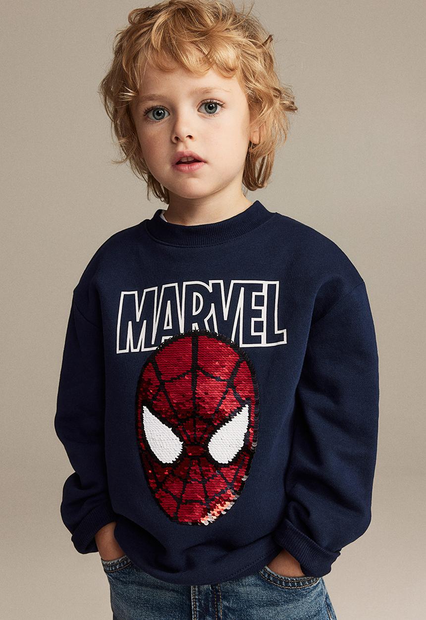 H&M - Reversible sequin-motif sweatshirt - dark blue spider-man